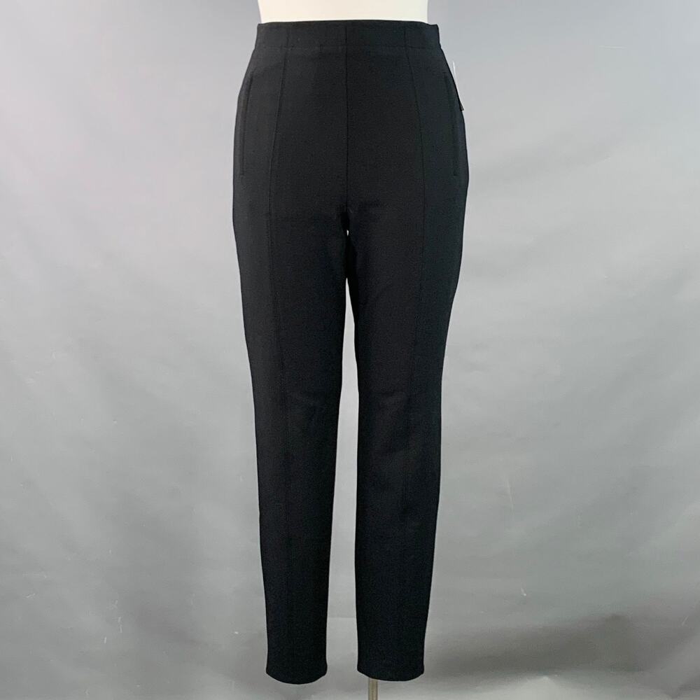 TIBI Size 10 Black Polyester Blend Fitted Back Zipper Casual Pants